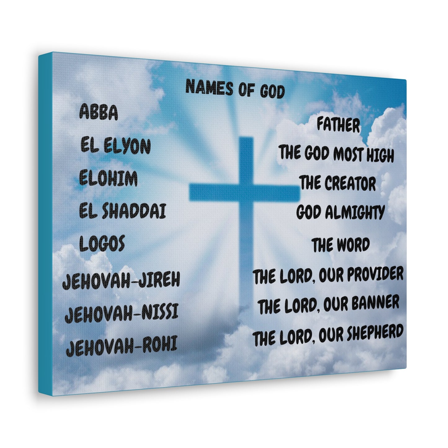 Names of God Canvas Christian home wall decor 10x8", 14x11", 16x12"